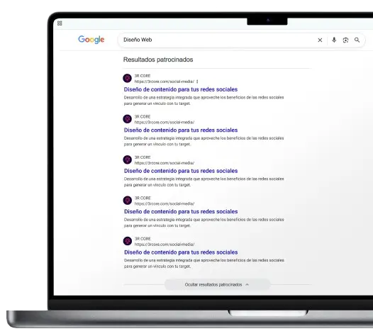 Laptop showing Google search results